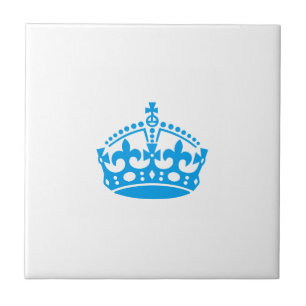 Keep calm blue victory crown ceramic tile