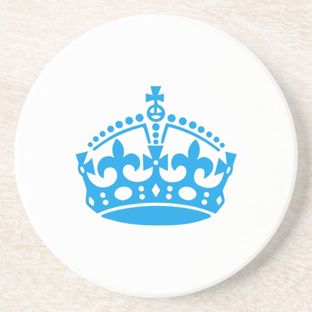 Keep calm blue victory crown coaster (Front)