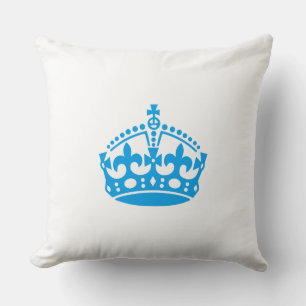 Keep calm blue victory crown cushion