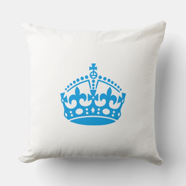 Keep calm blue victory crown cushion (Front)