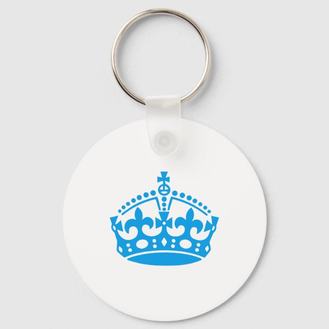 Keep calm blue victory crown key ring (Front)