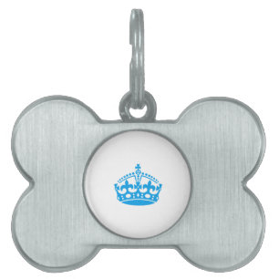 Keep calm blue victory crown pet tag