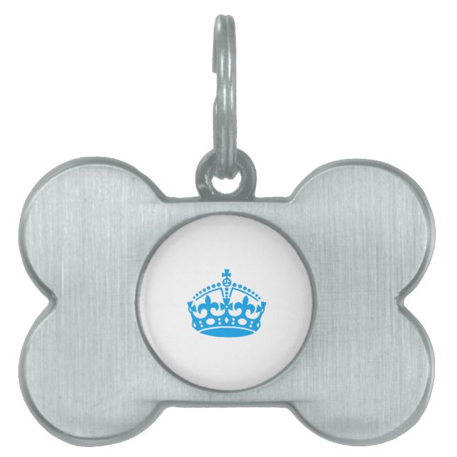 Keep calm blue victory crown pet tag (Front)