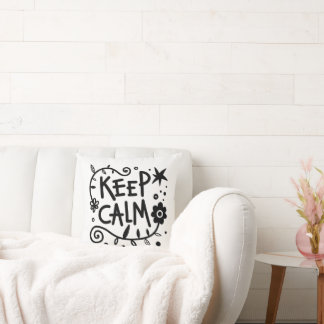 Keep Calm Bold Typography Black and White Cushion
