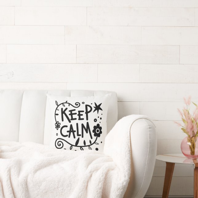 Keep Calm Bold Typography Black and White Cushion (Couch)