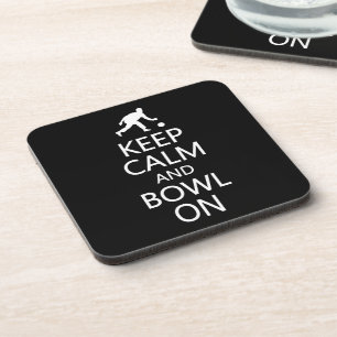 Keep Calm & Bowl On custom color coasters