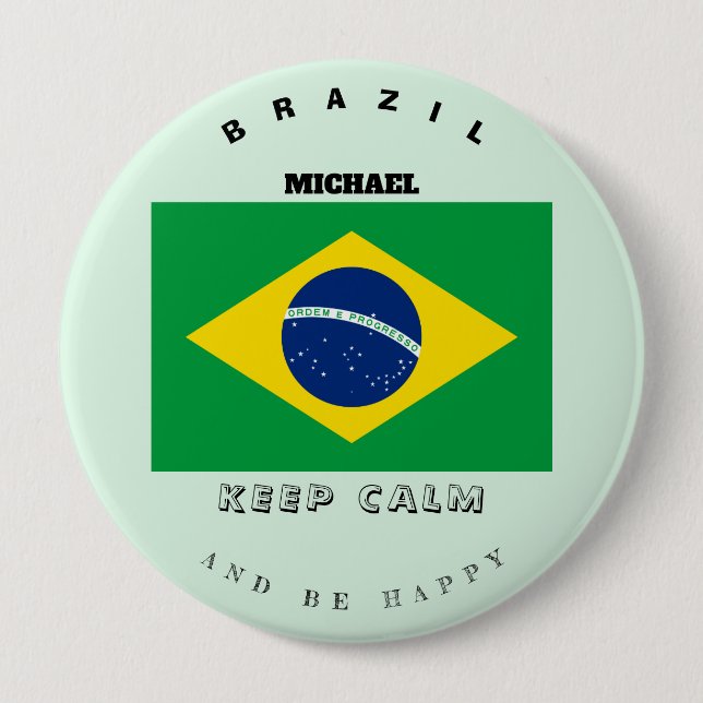 Keep Calm & Brazil Flag Button (Front)