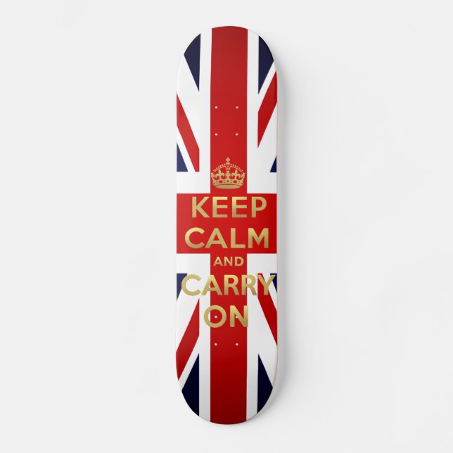 Keep Calm British Flag Union Jack GB Carry On Skateboard (Front)