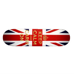 Keep Calm British Flag Union Jack GB Carry On Skateboard
