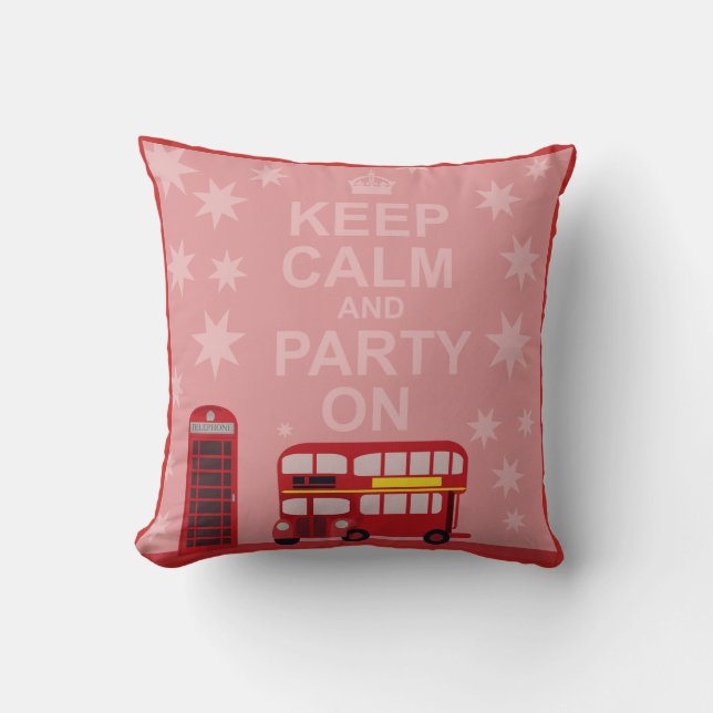 Keep Calm British Party On Cushion (Front)