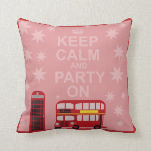 Keep Calm British Party On Cushion