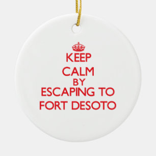 Keep calm by escaping to Fort Desoto Florida Ceramic Tree Decoration