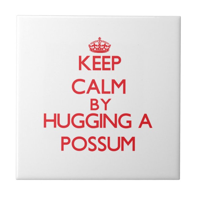 Keep calm by hugging a Possum Ceramic Tile (Front)