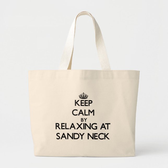 Keep calm by relaxing at Sandy Neck Massachusetts Large Tote Bag (Front)