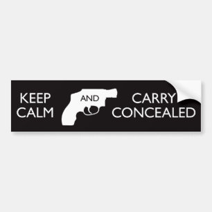 Keep Calm Carry Concealed Black/White Bumper Sticker