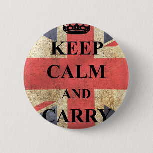Keep Calm Carry On British Flag 6 Cm Round Badge