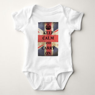 Keep Calm Carry On British Flag Baby Bodysuit