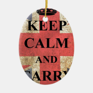 Keep Calm Carry On British Flag Ceramic Ornament