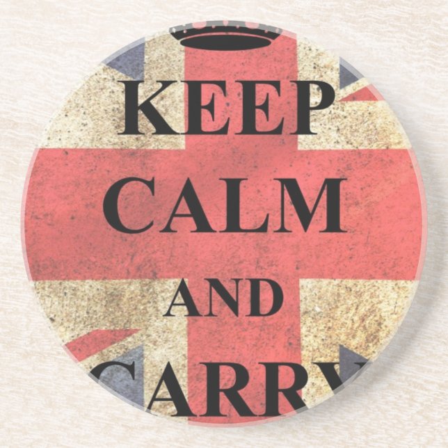 Keep Calm Carry On British Flag Coaster (Front)