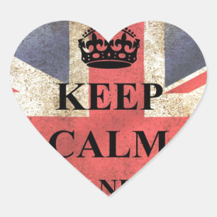 Keep Calm Carry On British Flag Heart Sticker