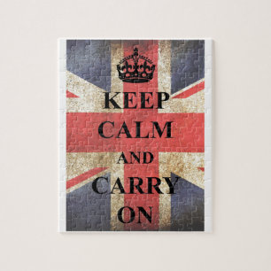 Keep Calm Carry On British Flag Jigsaw Puzzle