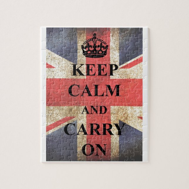 Keep Calm Carry On British Flag Jigsaw Puzzle (Vertical)