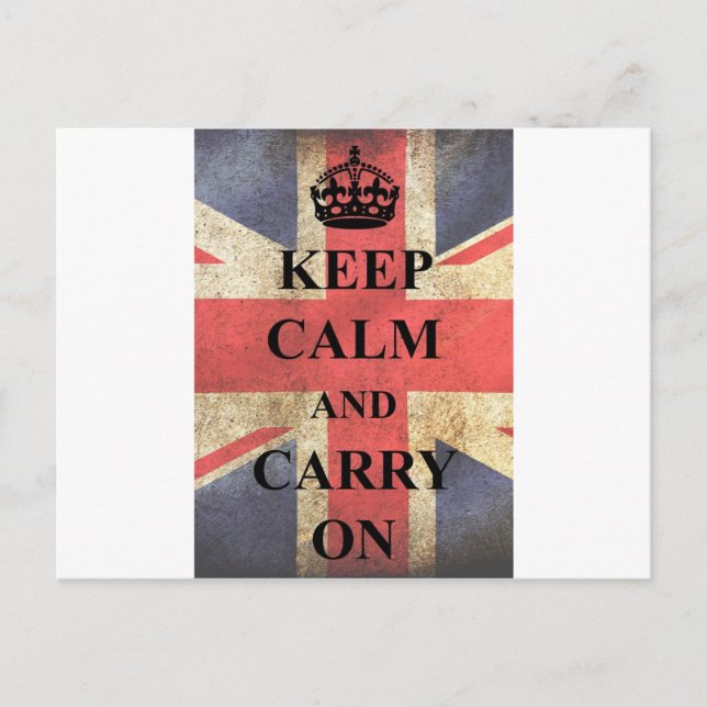 Keep Calm Carry On British Flag Postcard (Front)