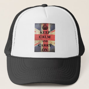 Keep Calm Carry On British Flag Trucker Hat