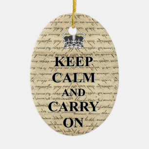 Keep Calm & Carry On Ceramic Ornament