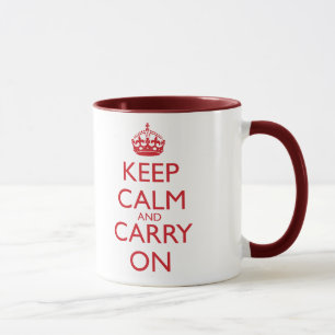 Keep Calm & Carry On Fire Engine Red Text Mug