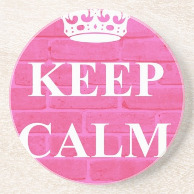 Keep Calm & Carry On Pink Coaster (Front)