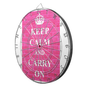 Keep Calm & Carry On Pink Dartboard