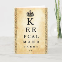 Keep Calm & Carry On Vintage Eye Chart Greeting