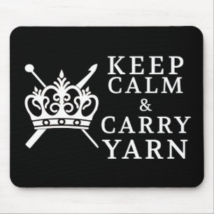 Keep Calm Carry Yarn Crafts / Crown {Dark} Mouse Pad