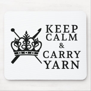 Keep Calm Carry Yarn Crafts /  Crown Logo Mouse Pad