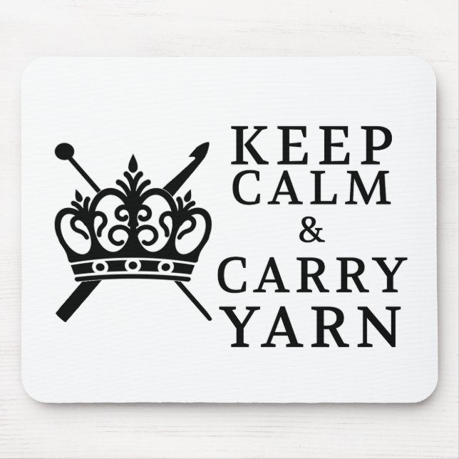 Keep Calm Carry Yarn Crafts /  Crown Logo Mouse Pad (Front)