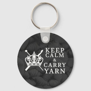 Keep Calm Carry Yarn Crafts Dark Key Ring