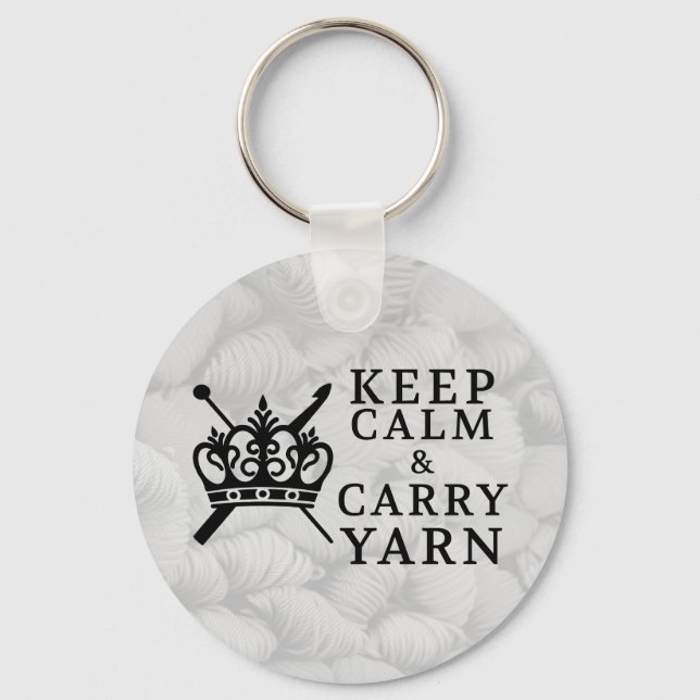 Keep Calm Carry Yarn Crafts Key Ring (Front)