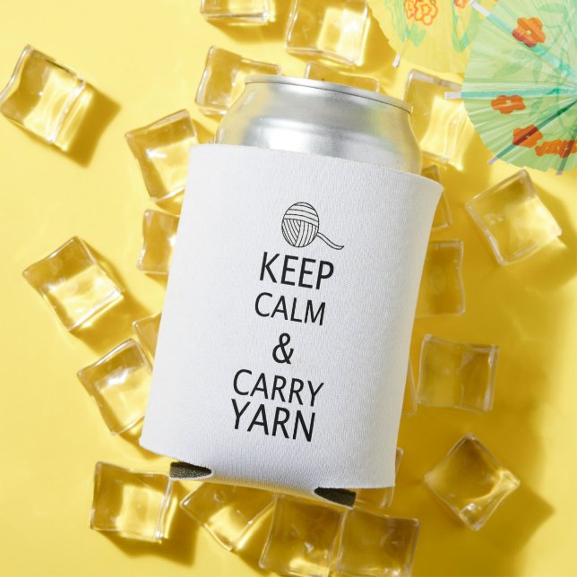Keep Calm Carry Yarn Custom Colour Light Can Cooler (In Situ Summer)