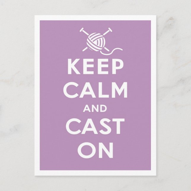 Keep Calm & Cast On Postcard (Front)