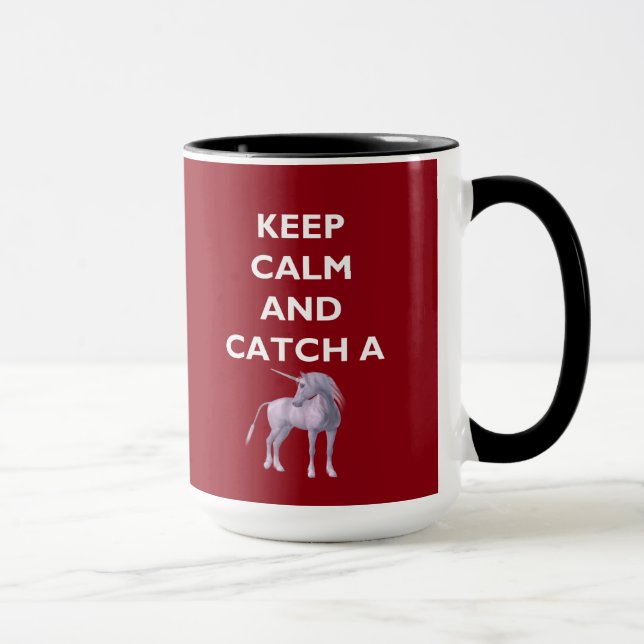 Keep Calm Catch a Unicorn White Font, Retro, ZKoA Mug (Right)