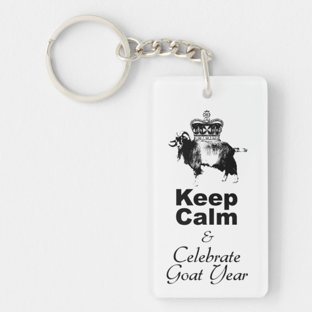 Keep Calm Celebrate Goat Year Monogram 2-sided KC Key Ring (Front)