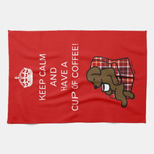 Keep Calm Chocolate Labrador Tea Towel