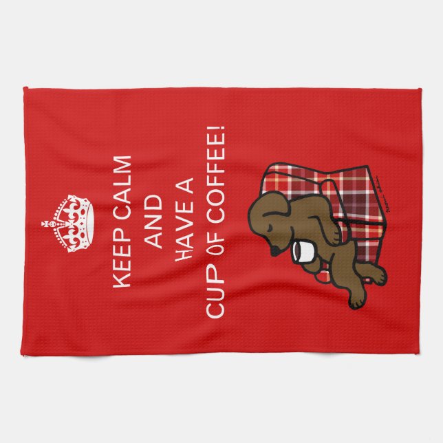 Keep Calm Chocolate Labrador Tea Towel (Horizontal)