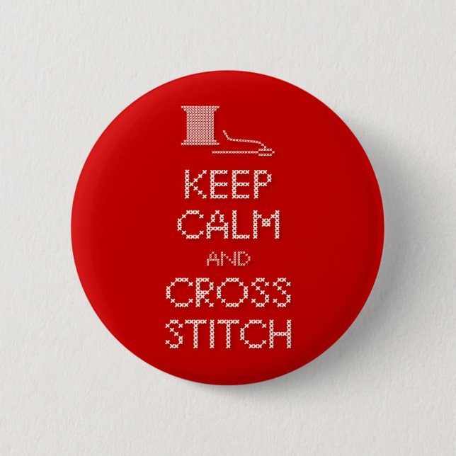 Keep Calm Cross Stitch Button (Front)