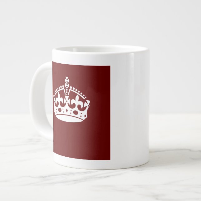 Keep Calm Crown Burgundy Red Accent Large Coffee Mug (Front Left)