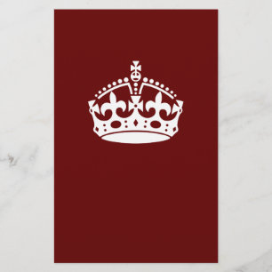 Keep Calm Crown Burgundy Red Accent Stationery