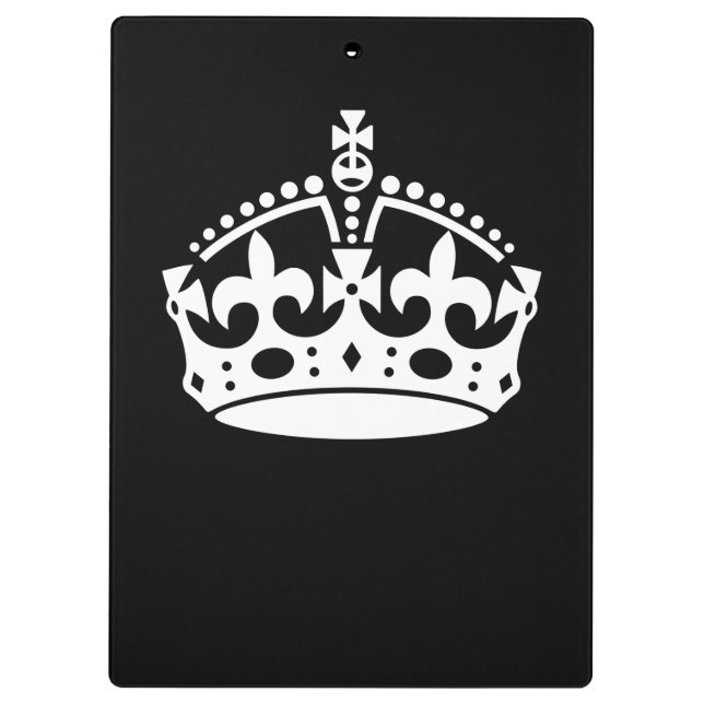 KEEP CALM CROWN Icon on Black Customise This Clipboard (Back)