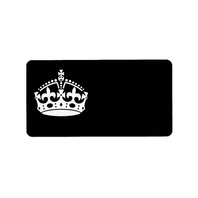 KEEP CALM CROWN Icon on Black Customise This Label (Front)