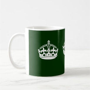 Keep Calm Crown Icon on Forest Green Coffee Mug